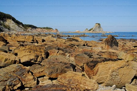 08RT0103-Roca Arenisca en la bahÌa de Loya. Hendaia, Lapurdi, F